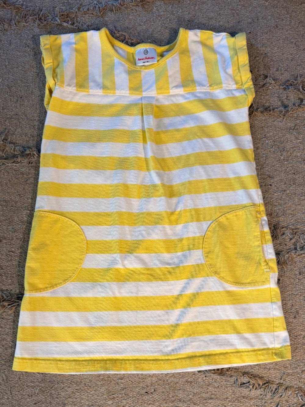 HANNA ANDERSSON Girls Yellow Stripe Pocket Dress